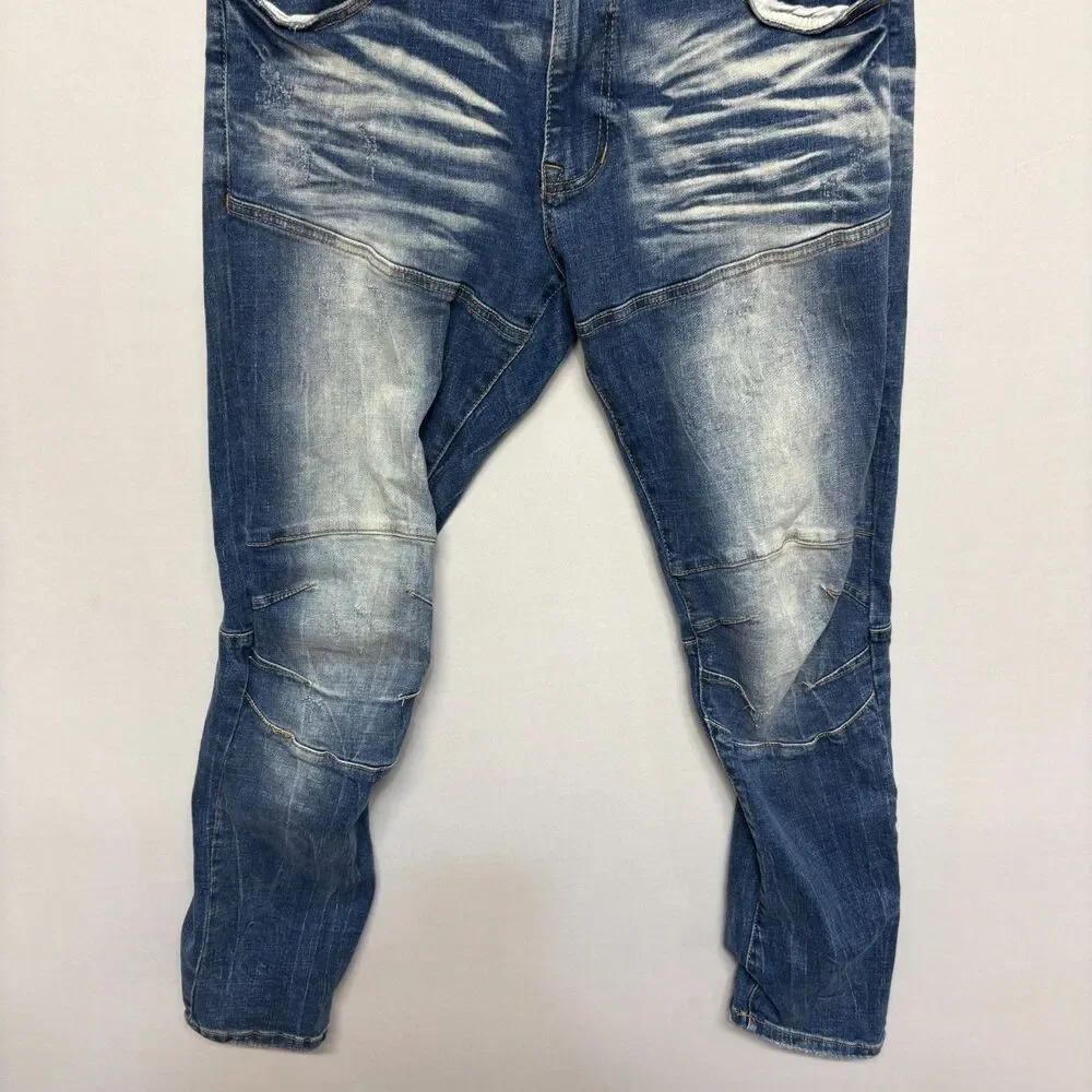 Smoke Rise Men Slim Distressed Jeans Size 38x32 Blue Denim C132 -27
